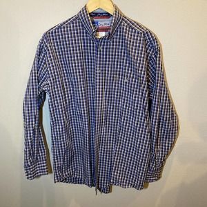 Wrangler Mens George Straight Cowboy Cut Button Down Long Sleeve Size M Blue